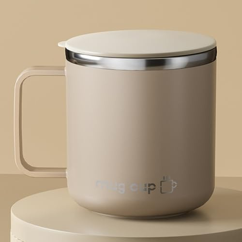 Pumixiy Coffee Mug 13.5 oz with Cover Mark Stainless Steel Insulated Cup, Double Layer Wall Design for Heat Retention, Includes Lid, Ideal for Tea or Coffee,(White)