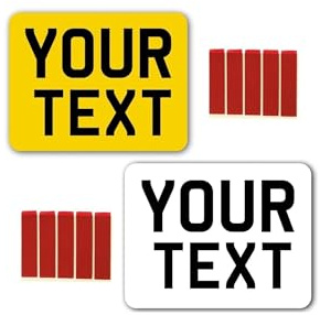 Motorbike Registration Number Plates 9x7 with Double Sided Sticky Pads, 100% ROAD/MOT Legal - Premium Quality Car Number Plates Pair UK, 2D/3D/4D/4D & Gel Plate 3m Sticky Pads