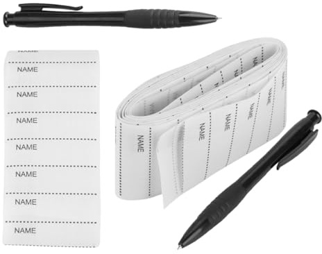 VILLCASE Etiquetas Adhesivas para Ropa con Nombre para Etiquetas de Tela Impermeables y Lavables 2 Juegos con 200 Unidades por Rollo y 1 Rotulador Ideales para Uniformes Escolares y