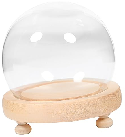 Cupola in vetro con campana di vetro, Cupola in vetro con base in legno, confezione da 2, multicolore, 12x10x10 cm