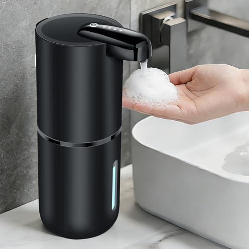 AiQInu Dispenser Sapone Automatico Schiuma, 380 ml Dispenser Sapone Bagno Muro con Sensore di Movimento Infrarossi, USB-C Ricaricabile, Impermeabile IPX5, per Bagno, Cucina