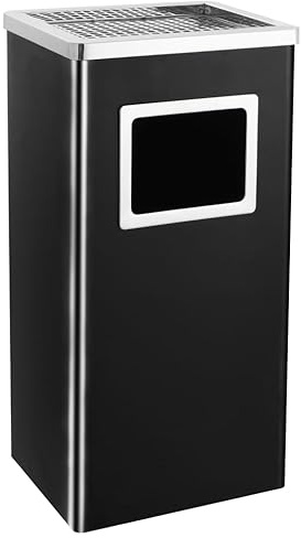 Genérico Papelera con cenicero de Acero Negro 45 L,Casa y jardín,Productos del hogar,Contenedores de residuos,Cubos de la Basura y papeleras,51093