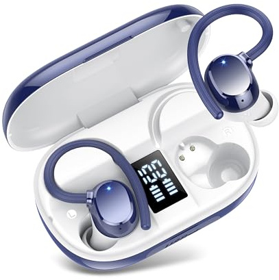 Auriculares Inalámbricos Deportivos, 2026 Nuevo Bluetooth 5.3 con 4 HD Micrófono HiFi Estéreo Pantalla Dual LED, Reducción de Ruido, IP7 Impermeable 128H Cascos Inalambricos para running fitness