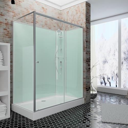 Schulte cabine douche intégrale 160 x70x204 argenté coulissante réversible | Receveur de douche, kit d'évacuation, colonne, douchette & panneaux muraux