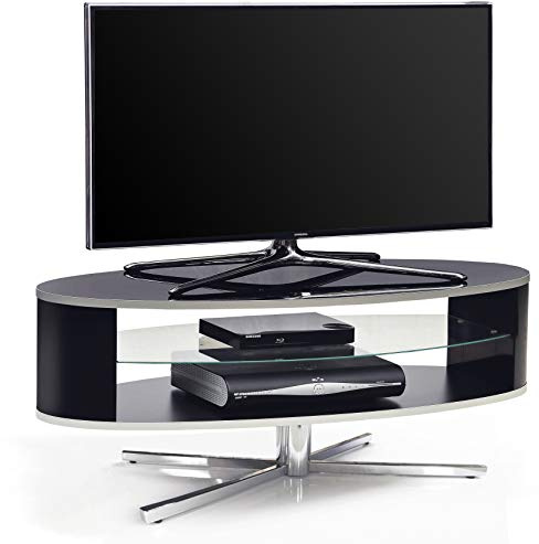 MDA Designs Orbit 1100BB Gloss Black TV Stand with Gloss Black Elliptic Sides for Flat Screen TVs up to 55