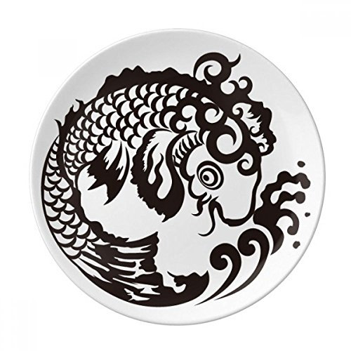DIYthinker Fish Animal Chinese Japanese Water Decorative Porcelain Dessert Plate 8 inch Dinner Home Gift
