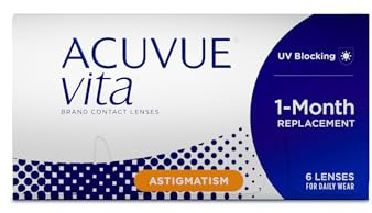 ACUVUE Kontaktlinsen Vita for Astigmatism Monatslinsen weich, 6 Stück / BC 8.6 mm / DIA 14.5 / CYL -1.25 / Achse 100 / -2.25 Dioptrien