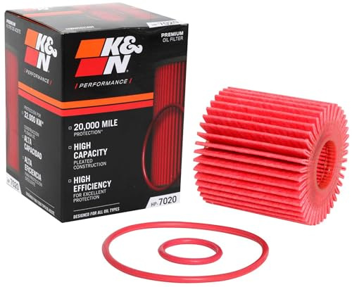 K&N Oil Filter: 20,000 Mile Engine Protection, High Capacity/High Efficiency: Compatible with 2005-2021 LEXUS/TOYOTA/LOTUS/SCION (See Product Description for Select Models), HP-7020