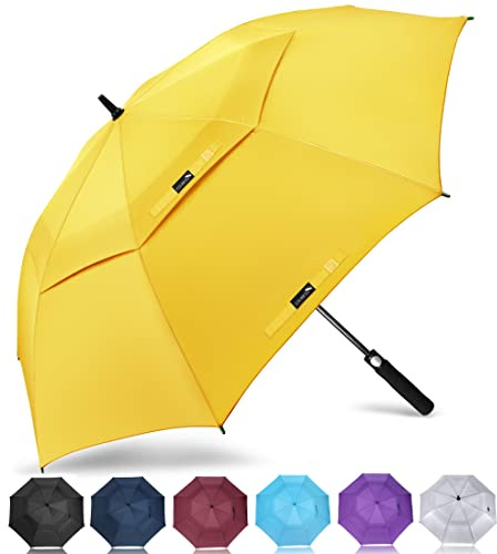 ZOMAKE Paraply Vindtät,Paraply Storm Resistant Large,68Tum XXL Golf Paraply Med Automatisk Open Close För Män Kvinnor(Gul)
