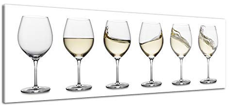 DECLINA Tableau Plexiglas Verre de vin Jaune - Impression Verre Acrylique Style Vintage - Décoration Murale pour déco Maison, Cuisine, Salon, Chambre, Bureau - 150x60 cm