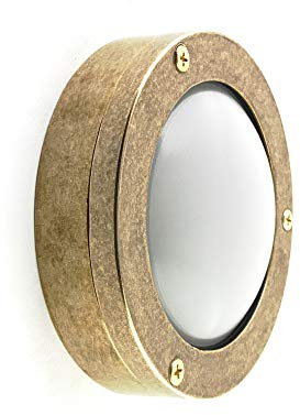 KsH und Co Antiope IP64 Kleine runde Schottlampe aus Messing