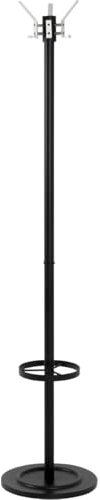 HAKU Garderobenständer alu, schwarz, Aluminium, Metall Kleiderständer - Maße: H 179 x Ø 37 cm, Style: Modern