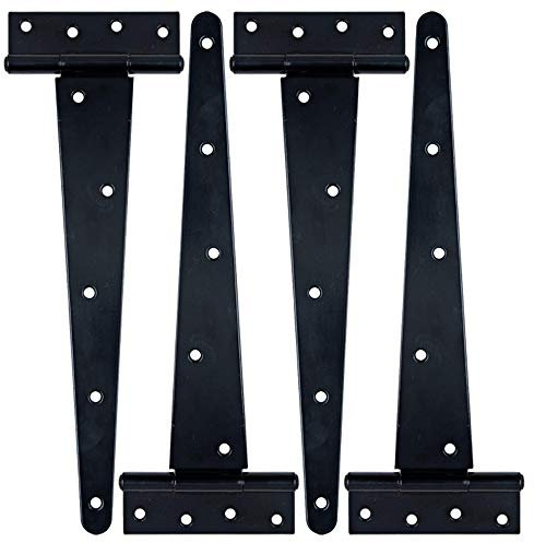 HLMOptimo Robustes T-Scharnier – alle Größen schwarz (4 Stück, 30,5 cm) – rostfreies Schmiedeeisen Schuppen, Tor, Scheune, Zaun, Türscharnier