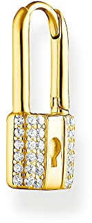 THOMAS SABO Einzel Creole Schloss mit weißen Steinen gold 925 Sterlingsilber, 750 Gelbgold Vergoldung