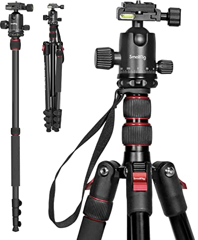 SMALLRIG 78 Camera Tripod, Aluminum Tripods & Monopod with 360°Ball Head and Quick Release Plate for Arca-type, 18.5 - 78 Adjustable Height Travel Tripod for Camera, Phone, Payload 33lb - 3474C