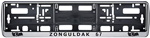 Auto Kennzeichenhalter in der Farbe Silber/Schwarz Nummernschildhalterung Auto, Nummernschildhalter Türkei Flagge 67 Zonguldak 2 Stück