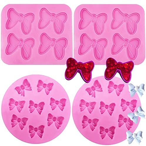 4 Pack Mouse Bows Cartoon Butterfly Tie Silicone Mold Fondant Chocolate Candy Molds, for Dessert Ice Cube Cake Baking Fondant DIY Birthday Party Cake Decorating