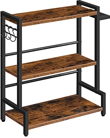 HOOBRO Spice Racks, Countertop Organiser Shelf, Desktop Organiser, Free Standing Desktop Shelves, Kitchen Storage Rack, Space Saving, for Spices, Jars, Oil Bottles, Rustic Brown EBF01TL01