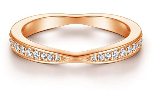Aotiwe Ring Damen, Schmuck Damen Vintage Runden Roségold Silber mit Rundschliff Zirkonia Größe 52 (16.6)