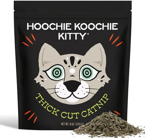 Hoochie Koochie Kitty Premium Catnip Thick Cut – 8 oz | Natural Cut & Sifted Catnip for Cats | Long-Lasting Aroma, High Potency | Ideal for Toys, Scratchers & Cat Enrichment