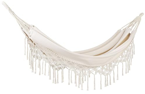 Hamaca de algodón poliéster Beige Columpio jardín Boho Interior Exterior Rocca