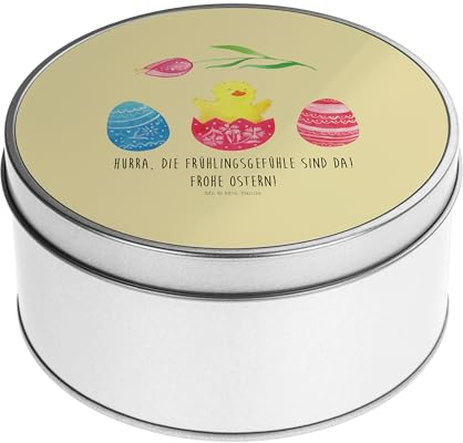 Mr. & Mrs. Panda Blechdose rund Küken Schlüpfen - Ostergeschenke, Osterdeko, Geschenk, Keksdose, Aufbewahrungskiste, Osterhase, Vorratsdosen, Ostern,