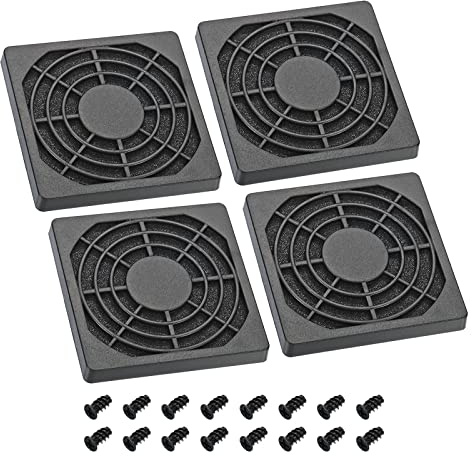 PATIKIL 4 Stück 65mm Lüfter Filter mit Schraube ABS Ventilator Grill Schutz Guard für Lüfter Schutzabdeckung DIY Schwarz