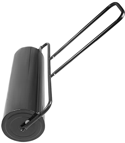 RELAX4LIFE Rasenwalze 90cm Breite 63L Füllvolumen, Rasenroller aus Stahl, Gartenwalze mit U-förmigem Griff, Befüllbar mit Wasser/Sand, Durchmesser 30 cm (Schwarz)