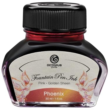Octopus Fluids Phoenix Sheen Ink, Füllhaltertinte im Tintenglas, Sheen-Tinte, Orange, 30 ml