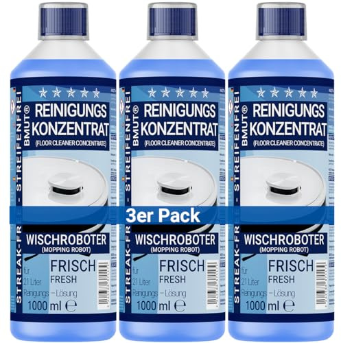 3 x 1000 ml detergente concentrato per robot pulitore | profumo extra fresco | senza aloni e senza schiuma + dosatore | detergente per pavimenti e molto altro ancora.