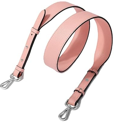 PTNKUIIY 106–110 cm justerbar väskrem axelrem för väskor, 3,8 cm bred universell ersättning axelrem i äkta läder, rosa