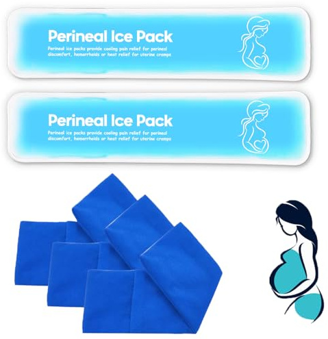 Packs de glace périnéales réutilisables post-partum Compresses froides Douleurs hémorroïdes Soins de récupération d'accouchement 2 coussinets en gel + 3 manchons lavables