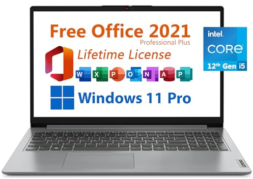 Lenovo 15.6 Business Laptop, Free Microsoft Office 2021 with Lifetime License, FHD 1920x1080 Display, Intel 10-Core i5-1235U Upto 4.4 GHz, 16GB RAM, 1TB SSD, WiFi 6, 7 Hrs Battery, Windows 11 Pro