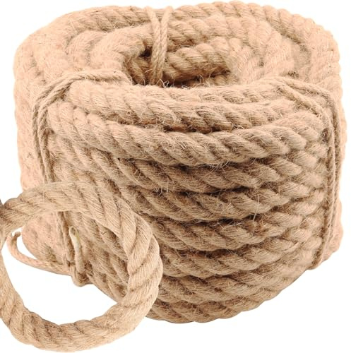 MAKTSAM 10 m di spago di iuta naturale, 26 mm, di colore giallo, intrecciato, spesso, per artigianato, imballaggio, decorazione