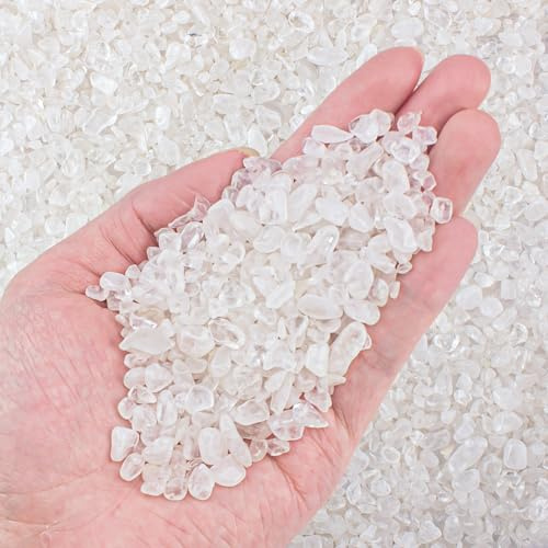 EZEELAI Copeaux de cristal de quartz transparent en vrac, 3 à 5 mm, pierres précieuses naturelles écrasées, pierres décoratives pour vase d'aquarium, gravier 180 g