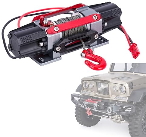 Dual Motor Metal Winch for TRX4 SCX10 RC4WD D90 KM2 1/10 RC Crawler Upgrade | CNC aluminum alloy with dual motors for powerful pulling.Fits most 1/8-1/10 crawlers.Simulated design,durable trail-ready.