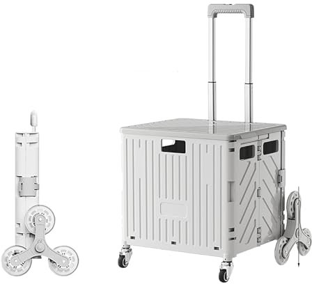 Zusammenklappbarer Einkaufstrolley mit Sitz, Treppensteiger, Wagen mit Deckel und verstellbarem Griff für Lebensmittelaufbewahrung, ideal für Büroeinkäufe und Heimgebrauch.