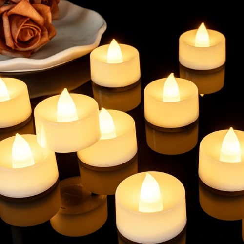 AMAGIC Lot de 100 fausses bougies chauffe-plat LED à piles pour Noël, Halloween, fête de naissance, salon, décoration d'intérieur
