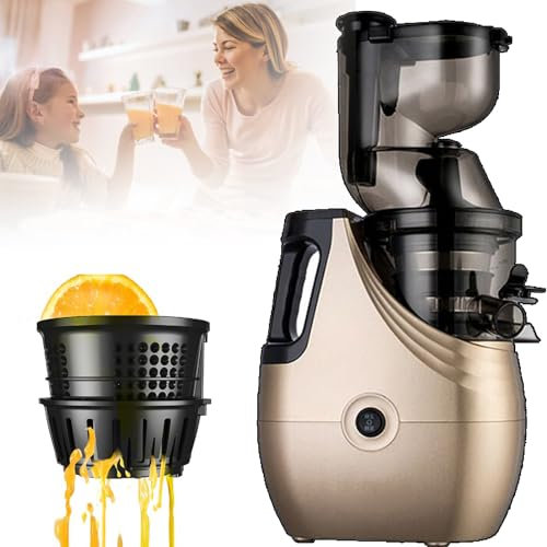 Estrattore di succo a masticazione lenta - Estrattore a freddo per frutta e verdura - Calibro grande da 86 mm, capacità elevata da 1000 ml, motore silenzioso, materiale in acciaio inossidabile, faci