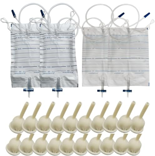 Male Catheter External Self-Sealing Set 20PCS Condom 2PCS 1000ML Urine Bag 2PCS 2000ML Drainage Bag(35mm/1.38 Inch)