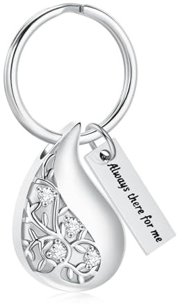 Llavero con forma de árbol de la vida en forma de lágrima para cenizas de cremación, joyería de acero inoxidable, llavero de cremación para humano/mascota, soporte para cenizas funeral, conmemorativo