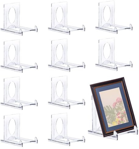 SYEYCW 10 Pcs Acrylic Display Stand, Clear Adjustable Clear Acrylic Plastic Display Stands, Multifunctional Card Display Stand, for Photos, Place Cards, Phones, Game Cards, Books
