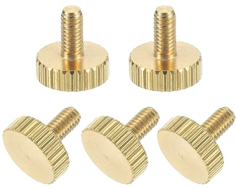 QUARKZMAN 5 Stück Messing gerändelte Daumenschrauben, M3x5mm Flachstreifenbolzenknopf-Befestigungselemente aus massivem Messing Diamantgerändelte Daumenschraubenknöpfe für Elektronik