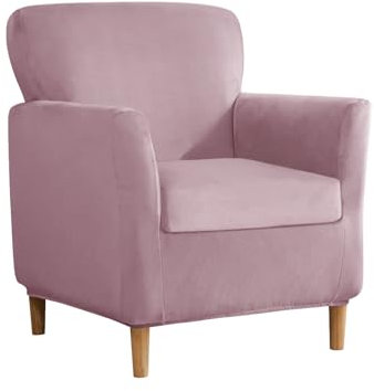 Schonbezüge für Sessel und Ottomane aus Stretch-Samt, für rechteckige/quadratische Wannenstühle, Möbelschutz, rosa Bankett-Stil, einfache Passform, langlebig und stilvoll