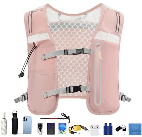 Water Vest, 4l Running Hydration Backpack, Adjustable Chest Straps & Built in Phone Holder Reflective Running Backpacks for Cycling, Camping, Trail Run, Jogging, Racing