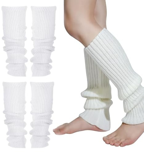 ZPLASK 2 Pair White Leg Warmers Ladies, Fashion Winte Athletic Leg Warmers Kids Girls Women for 80/90s Party Dance Ice Skating Accessories (40cm)