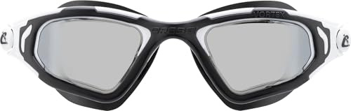 CRESSI Vortex Goggles svart/vit spegellins – innovativa simglasögon med avancerad prestanda, erbjuder komfort och unik lojalitet, svart/vit_speglade linser, en storlek, unisex