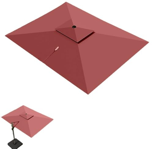QSPNVFB 3X4 M Rectangular Sombrilla Voladizo Cubierta De Repuesto 8 Costillas Toldo Para Para Parasol De Jardín Excentrico, Tela Para Sombrilla Exterior(Burgundy,Single top 3x4m(10' x 13'))