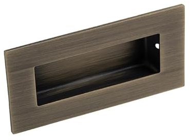 KOOPLES HARDWARE Rectangular Flush Pull Steel Recessed Handle for Sliding, Pocket, and Cabinet Doors (Antique Brass, 102 x 52 x 12mm)