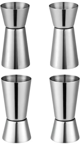 4 Pcs Spirit Measures 25ml/50ml – Stainless Steel Shot Measure Double Jigger, Drink Measure Cup for Spirits, Cocktails, Wine & Bar Accessories